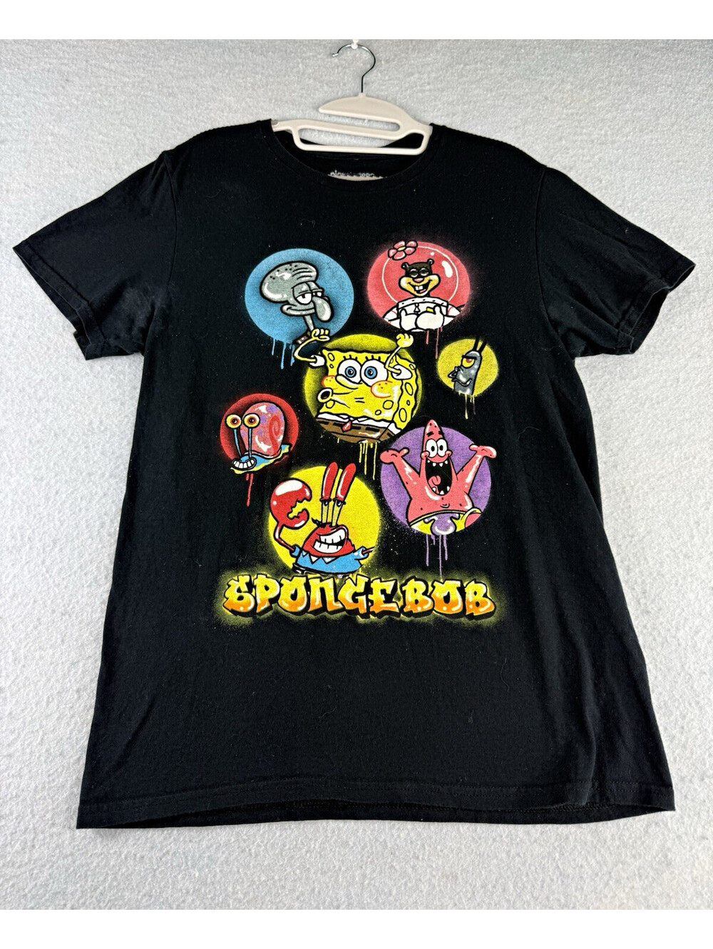 Nickelodeon SpongeBob SquarePants Black Graphic Crew Neck Tee Men's Size S